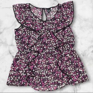 Willie Smith Vintage Floral Ruffle Sleeveless Blouse Top Size Large (L) C74